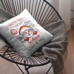 Coussin Décoratif Premium- Oreiller de Qualité Supérieure avec Fermeture Éclair Invisible - Christmas Nord Pole Overnight Service- Commerce Équitable