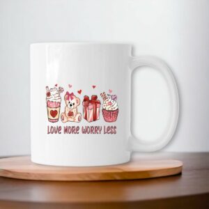 Love more worry less,Aimer plus, s'inquiéter moins ,Mug en Céramique